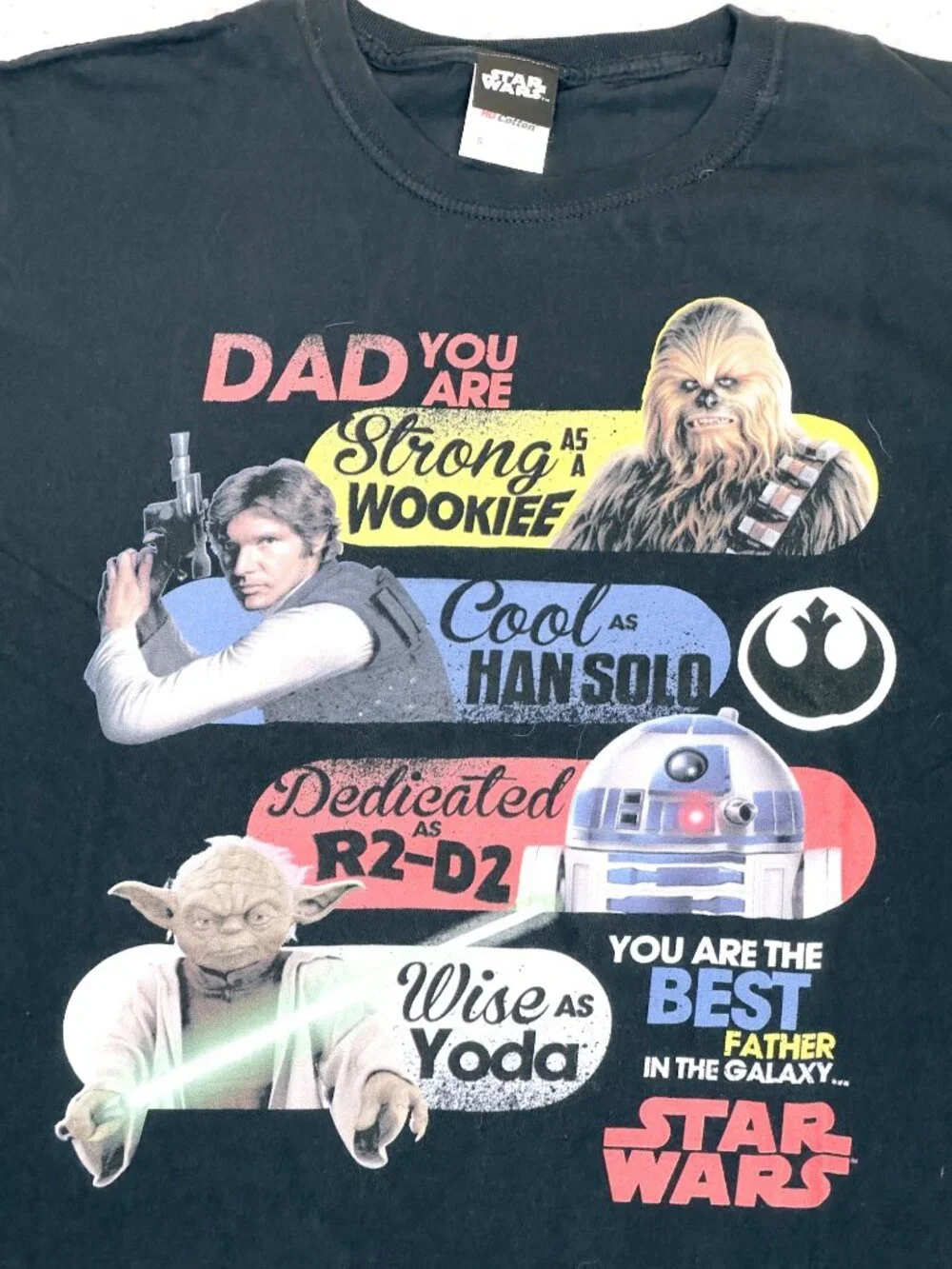 Star Wars Dad Shirt Youth Small Black Graphic Tee Best Father in Galaxy